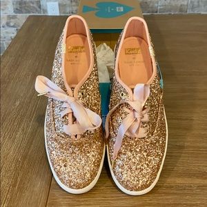 Kate Spade BRAND NEW glitter sneakers. Rose gold!
